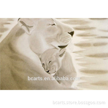 Modern hug pop art famous animal painting of lions mother love painting